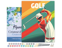 Peinture par Numéro Figured'Art avec Cadre - Affiche sportive Golf - Kit de Loisir Créatif DIY Numéro d'Art Complet - 40x50cm toile tendue sur châssis