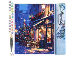Peinture par Numéro Figured'Art - Café de Nuit Festif - Kit de Loisir Créatif DIY Numéro d'Art Complet - 40x50cm sans châssis en bois