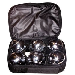 Sacoche de 6 boules de pétanque chromées - jeu d'adresse - plein air
