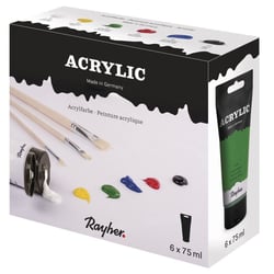 Kit acrylique 6 x 75 ml, Peint. acrylique d'artiste,carton 450ml