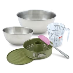 Set pâtisserie avec moule à manqué et savarin 26 cm revêtement cire de carnauba, 2 bols à mixer, verre mesureur et spatule Zenker