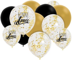 12 BALLONS ASSORTIS NOIR OR BLANC