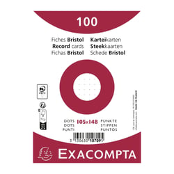 Paquet 100 fiches sous film - bristol dots non perforé - 105x148mm - Blanc - x 20 - Exacompta