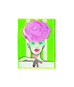 Ecussons thermocollant Femme Pin Up 7 x 5 cm - Mediac 002 multicolore ( chapeau rose)