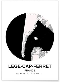 Affiche Carte Lège-Cap-Ferret | A3 : 29,7x42cm