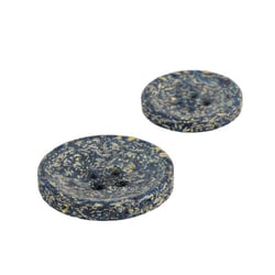 Lot de 3 boutons rond écorces de riz 4 trous bleu marine