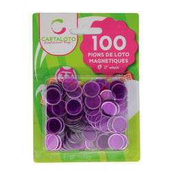100 pions de loto magnetiques violet - jetons marquage - accessoire bingo - cartaloto