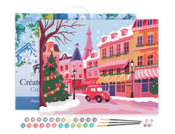 Peinture par Numéro Figured'Art avec Cadre - Ville de Noël Colorée - Kit de Loisir Créatif DIY Numéro d'Art Complet - 40x50cm toile tendue sur châssis