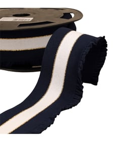 Elastique monte jupe bandes métal 60mm bleu marine au mètre