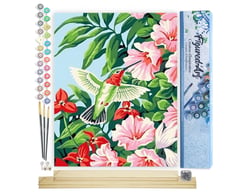 Peinture par Numéro Figured'Art - Colibri dans les Fleurs - Kit de Loisir Créatif DIY Numéro d'Art Complet - 40x50cm toile roulée + châssis en bois à monter