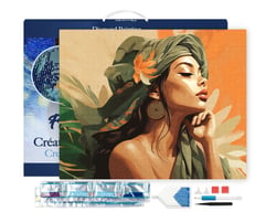 Diamond Painting Broderie Diamant Figured’Art 40x50cm toile tendue sur châssis en bois - diamants carrés - Femme au turban africain