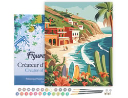 Peinture par Numéro Figured'Art avec Cadre - Surf côtier - Kit de Loisir Créatif DIY Numéro d'Art Complet - 40x50cm toile tendue sur châssis
