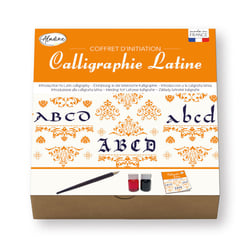 Coffret - Calligraphie - Initiation à la calligraphie latine - Plume + encre + carnet - Aladine