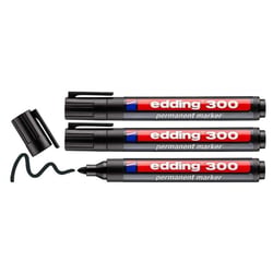 Lot de 3 marqueurs permanents - EDDING - Pointe ronde 1,5-3 mm - Noir