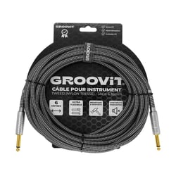 CABLE JACK 6.35 D/D - 6M - NYLON TRESSÉ GRIS - GROOVIT®