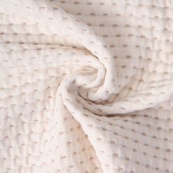 Tissu Coton Jacquard piqué pointillés relief sur fond Naturel
