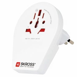 Skross Adaptateur Voyage 2 USB-A vers Chine Italie Brazil Pratique et Compact Blanc