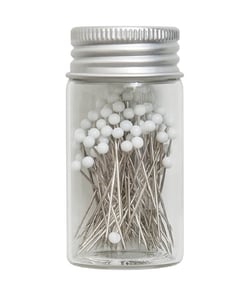 Tube en verre de 95 épingles à tête de verre - Collection fleurs bleues - Hobby Gift