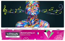Diamond Painting Broderie Diamant LUMINLIFE 40x80cm, 5D, diamants ronds - Musique Art