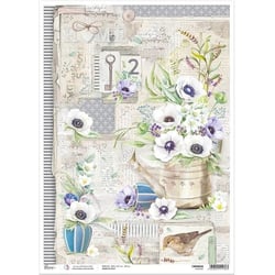 1 feuille de papier de riz 30.6 x 42.7 cm Ciao Bella ANEMONES 026