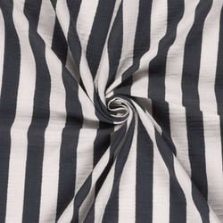 Tissu Double Gaze de Coton Rayé Marine sur fond Blanc