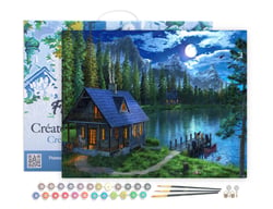 Peinture par Numéro Figured'Art avec Cadre - Lac nocturne - Kit de Loisir Créatif DIY Numéro d'Art Complet - 40x50cm toile tendue sur châssis