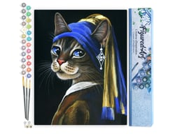 Peinture par Numéro Figured'Art - La jeune minette à la perle - Kit de Loisir Créatif DIY Numéro d'Art Complet - 40x50cm sans châssis en bois
