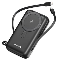 Swissten Powerbank MagSafe 20000mAh avec Câble USB-C / Lightning intégrés Qi 20W Compact Noir