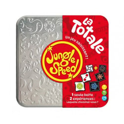 Boîte métal jungle speed la totale - totem en bois, 2 séries de cartes - asmodee - jeu d'ambiance