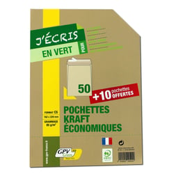 Enveloppes - Kraft - C5 - 162x229mm - Auto adhésive - Lot de 60 - Courrier - GPV