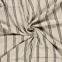 Tissu Lin Viscose Gustave rayures double sur fond Beige