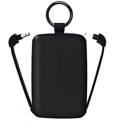 Jaym Powerbank 4000mAh USB-C / Lightning avec Porte Clés et Lampe Torche Noir