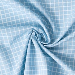 Tissu Coton imprimé Arty Jules quadrillage Blanc sur fond Bleu clair