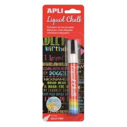 Apli 13954 - Marqueur craie liquide effaçable pointe ronde écriture blanche diàmètre 5.5mm