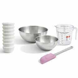 Set pâtisserie avec 240 moules à muffins en papier, 2 bols à mixer, verre mesureur et spatule Zenker