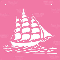 Pochoir plastique souple réutilisable 30 x 30 cm Fabrika Decoru BATEAU VOILIER 041