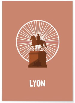 Affiche ville Minimaliste Lyon | A3 : 29,7x42cm