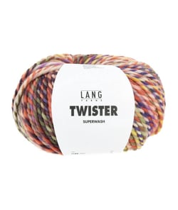 Pelote Twister 100g — Laine Vierge Chunky — Lang Yarns 04 Orange/aubergine/maïs