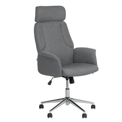 Chaise de Bureau Fauteuil à Roulettes Rembourré et Tapisséen en Tissu Gris avec Structure en Métal Argenté Hauteur Réglable et Style Classique Beliani