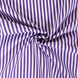 Tissu Popeline de Coton Rayures violettes 5 mm sur fond Blanc