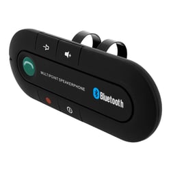 Avizar Kit Main Libre Voiture Bluetooth Multipoint Fixation Pare-soleil Autonomie 16h Noir