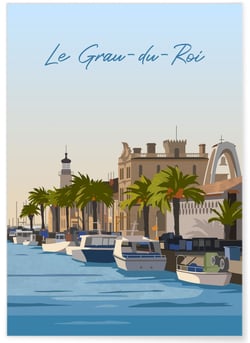 Affiche ville Le Grau-du-Roi | A3 : 29,7x42cm