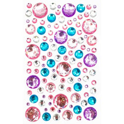 MégaCréa DIY - Stickers strass ronds couleurs pastel 0,9 à 1,8 cm 109 pièces