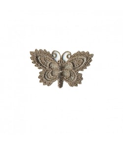 Ecussons Thermocollant Papillon Crochet 3 X 5 cm - Mediac Marron