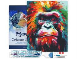 Diamond Painting Broderie Diamant Figured’Art 40x50cm toile tendue sur châssis en bois - diamants carrés - Orang-outan Coloré Abstrait
