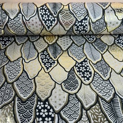 Tissu Jacquard Matcha doré sur fond Gris