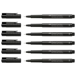 Lot de 6 feutres encre de Chine - FABER-CASTELL - Pointe pinceau XS 0,1 mm - Noir