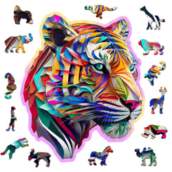 Wooden City Puzzle: COLORFUL TIGER 150/15, en bois, 8+