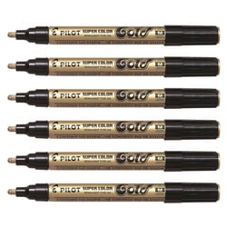 Lot de 6 marqueurs permanents pointe moyenne 2 mm - PILOT - Or - SuperColor SC-M