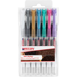 7 Stylo rollers Edding - 2185 Roller à encre gel - métallisés-blanc - Pointe ogive